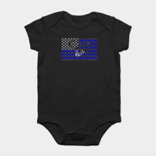 Handcuffs Thin Blue Line Flag, Police Officer Gifts Baby Bodysuit